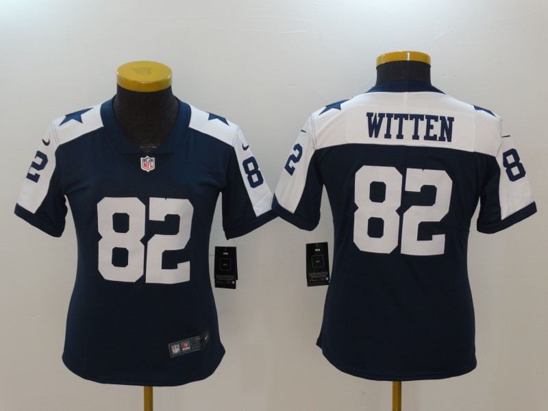 Women Dallas cowboys #82 Witten Blue Thanksgiving Nike Vapor Untouchable Limited NFL Jerseys->women nfl jersey->Women Jersey